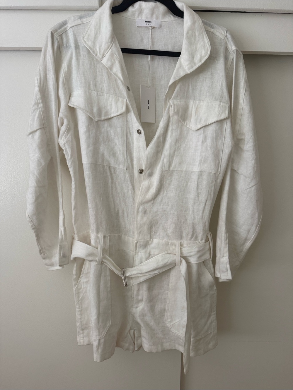 Mikoh White Linen Utility Jumpsuit